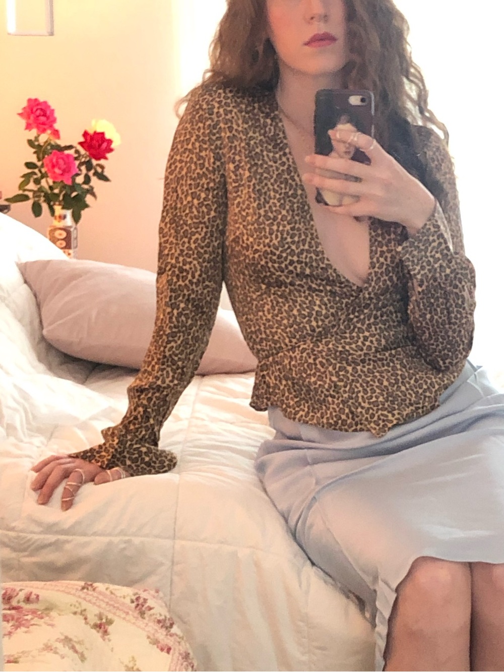 Andjela Collection Leopard Wrap Top, XS (skirt listed separately)